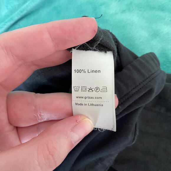 Grizas Womens Pure Linen Double Pocket Pleated Pull On Pants Black XL - Picture 11 of 11